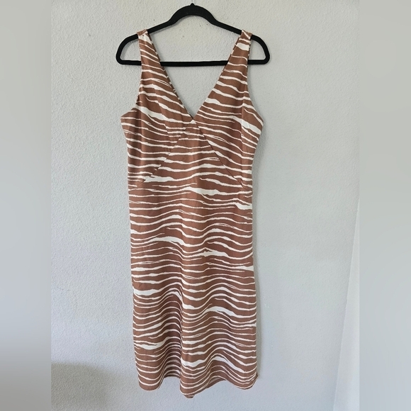 A New Day Slip Dress Women Beige Zebra Print Sz L Babydoll Minimalist New - Picture 3 of 15